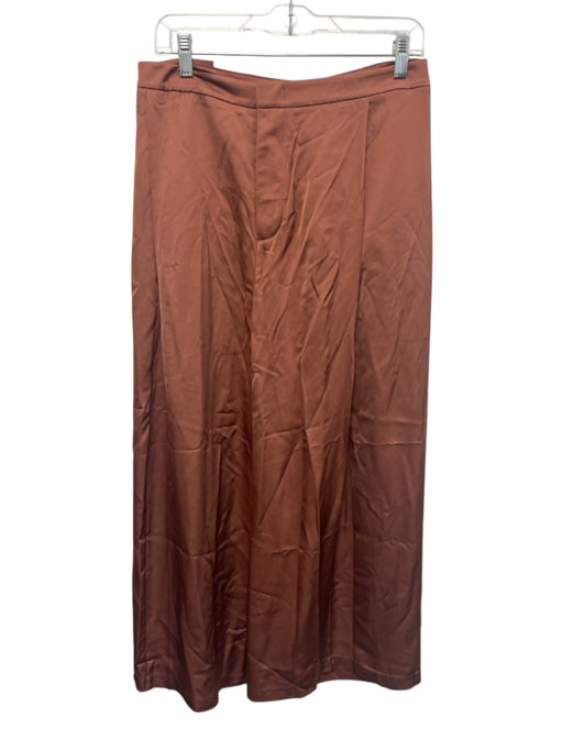 Vince Size 20/XL Brown Viscose Satin Zip & Clasp Close Cropped Pockets Pants Brown / 20/XL
