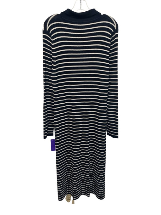 Boss Size XXL Navy & white Viscose Blend Collar Neck Half Button Down Dress Navy & white / XXL