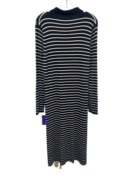 Boss Size XXL Navy & white Viscose Blend Collar Neck Half Button Down Dress Navy & white / XXL