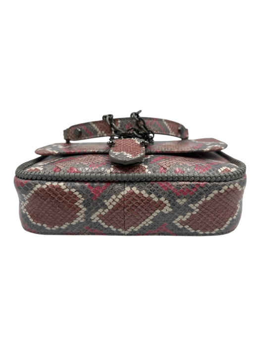 Longchamp Gray, White & Pink Leather Multi snake print embossed Crossbody Bag Gray, White & Pink / Small