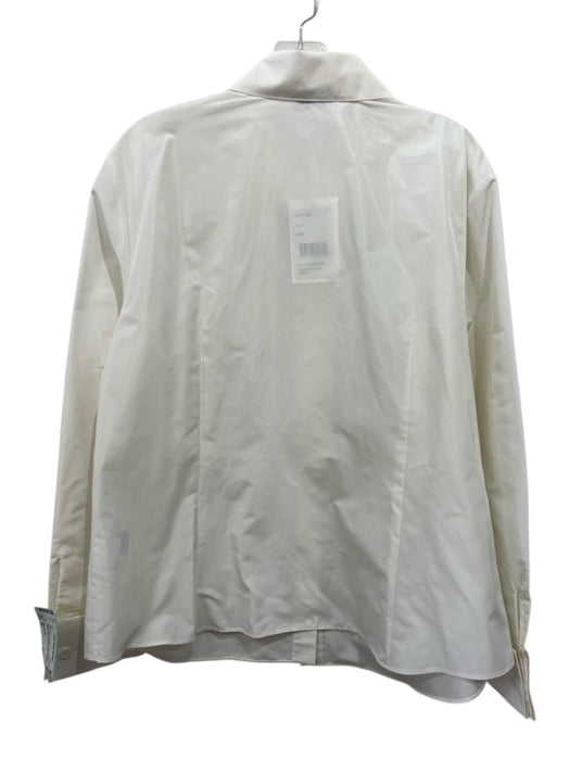 Lafayette 148 Size 16 White Polyester Long Sleeve Hidden Buttons Button Down Top White / 16