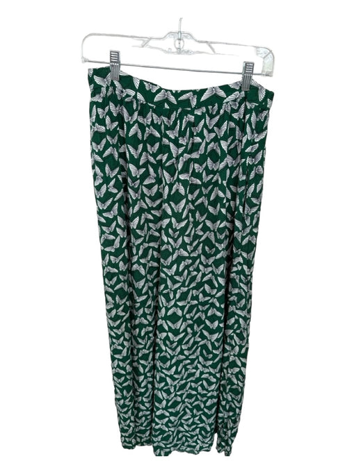 Maeve Size M Green & White Viscose Elastic Waist Butterflies Wide Leg Pants Green & White / M