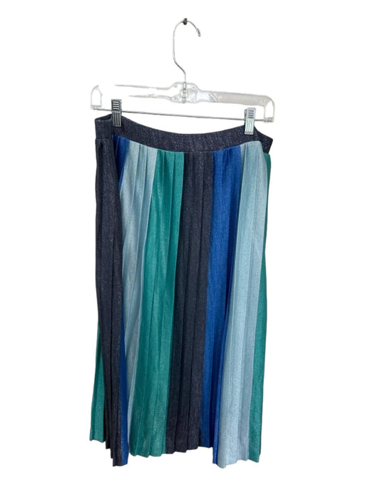 Maeve Size L Blue & Aqua Polyester Accordian color block Metallic Midi Skirt Blue & Aqua / L