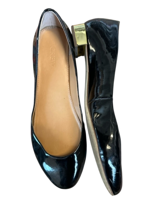 J. Crew Shoe Size 8 Black & Gold Patent Leather round toe Flats Black & Gold / 8