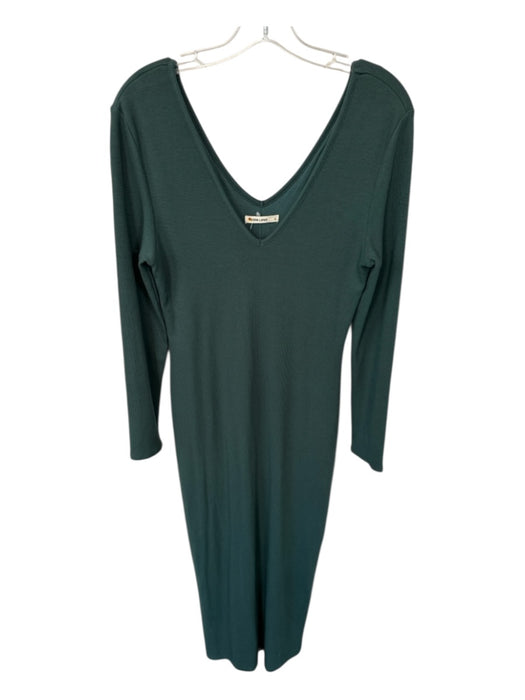 Marine Layer Size L Green Tencel Blend Long Sleeve Ribbed Maxi Dress Green / L