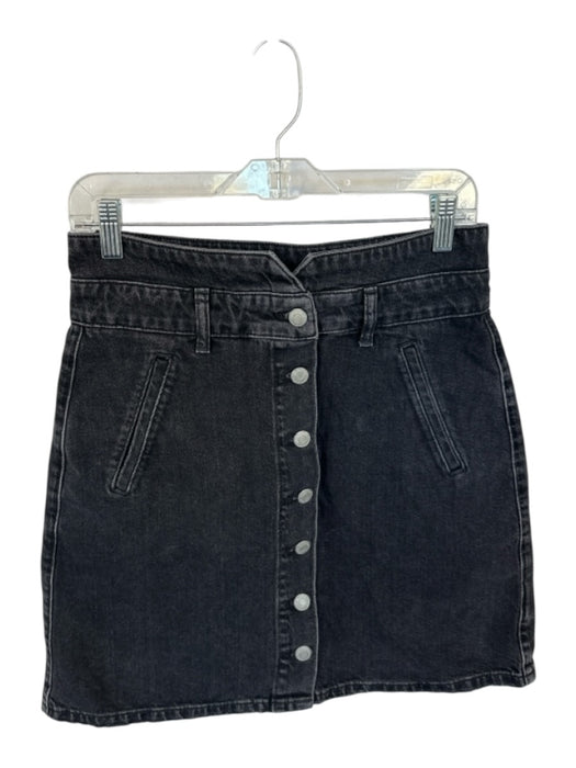 Pilcro Size 8 Black Cotton Mini Button Front Front Pockets Denim Skirt Black / 8