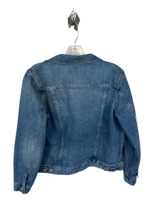 Madewell Size L Denim Cotton Dark Wash Button Front Collared Pocket Jacket Denim / L