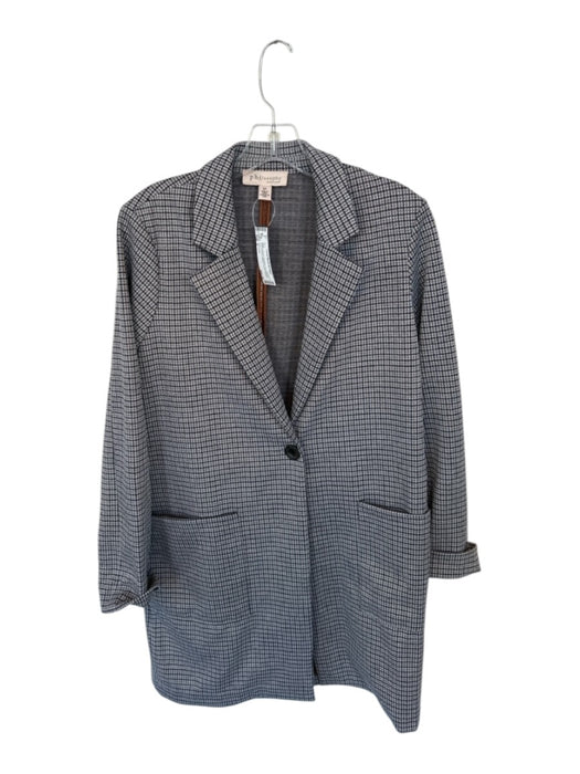 Philosophy Size S Black & Brown Polyester Houndstooth Front Pocket Collared Coat Black & Brown / S