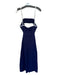 Maeve Size M Navy & white Linen Blend Spaghetti Strap Piping Open Back Dress Navy & white / M