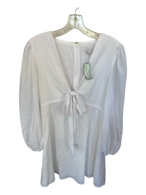 Gianni Bini Size 2 White Cotton Long Sleeve Front Tie Back Zip Dress White / 2