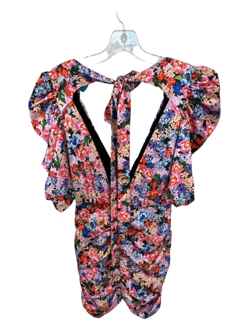 For Love & Lemons Size S Multi Polyester Short Balloon Sleeve Floral Dress Multi / S