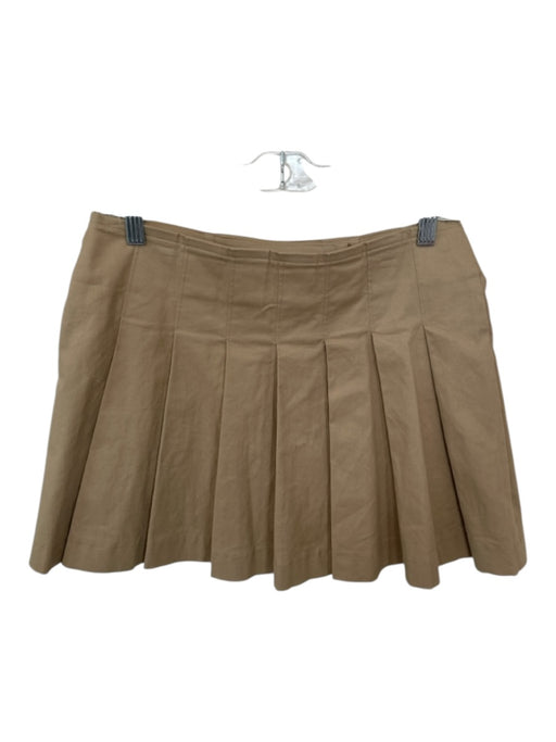 Maeve Size 6 Tan Cotton Blend Pleated Buttons High Waist Mini Skirt Tan / 6