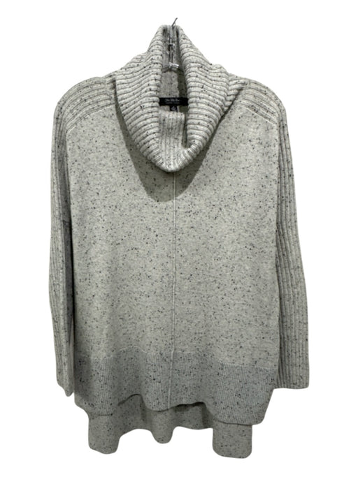 Saks Fifth Ave Size S Gray & Black Cashmere Ribbed Detail Turtleneck Sweater Gray & Black / S