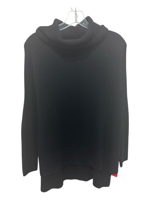 Saks Fifth Ave Size XS Black Cashmere Ribbed Knit Split Hem Turtle Neck Sweater Black / XS