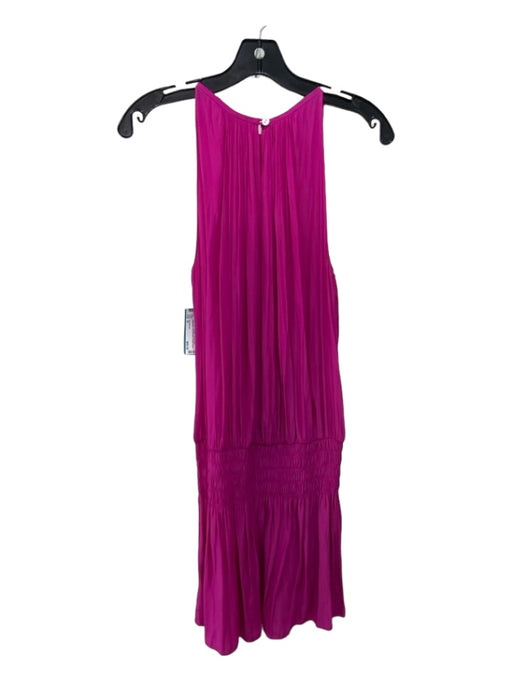 Ramy Brook Size M Bright Pink Polyester Round Neck Sleeveless Keyhole Back Dress Bright Pink / M