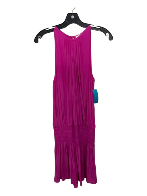 Ramy Brook Size M Bright Pink Polyester Round Neck Sleeveless Keyhole Back Dress Bright Pink / M