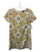 Lulus Size XS White & yellow Polyester Printed Round Neck Short Sleeve Dress White & yellow / XS