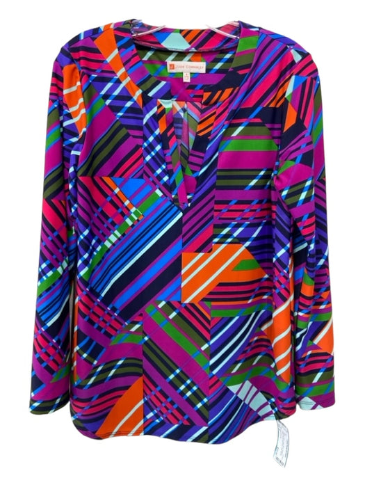 Jude Connally Size S Purple & Multi Nylon Blend abstract stripe Long Sleeve Top Purple & Multi / S