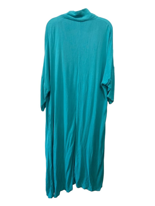 Molly Bracken Size S Teal Blue Viscose V Neck Drop Shoulder 1/2 sleeve Dress Teal Blue / S