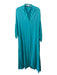 Molly Bracken Size S Teal Blue Viscose V Neck Drop Shoulder 1/2 sleeve Dress Teal Blue / S