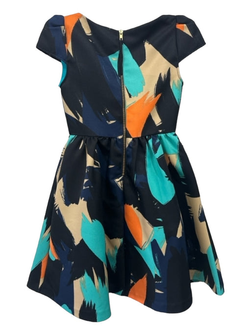 Moulinette Soeurs Size OP Black Green Orange Polyester Abstract U Neck Dress Black Green Orange / OP