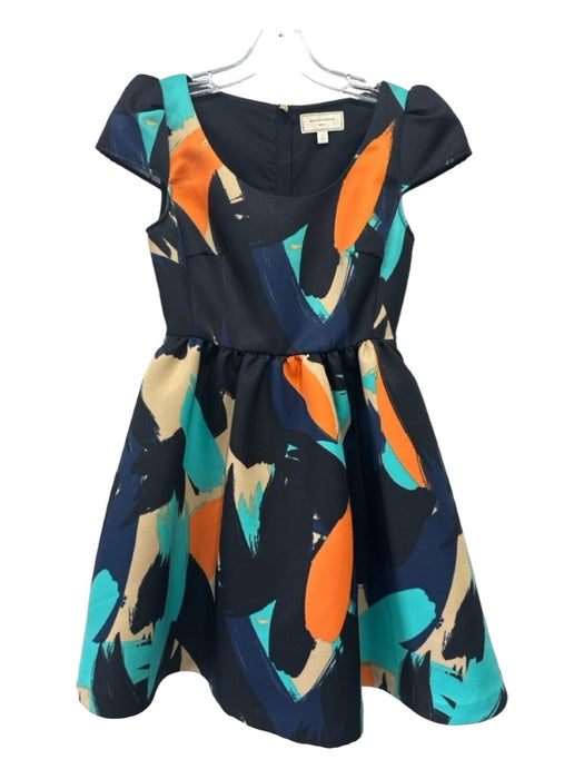 Moulinette Soeurs Size OP Black Green Orange Polyester Abstract U Neck Dress Black Green Orange / OP