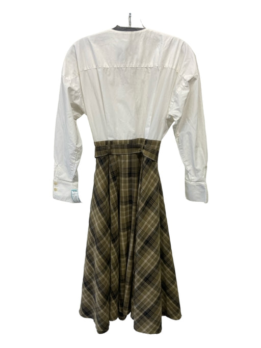 Andersson Bell Size S White, Green, Brown Cotton & Polyester Long Sleeve Dress White, Green, Brown / S