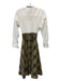 Andersson Bell Size S White, Green, Brown Cotton & Polyester Long Sleeve Dress White, Green, Brown / S