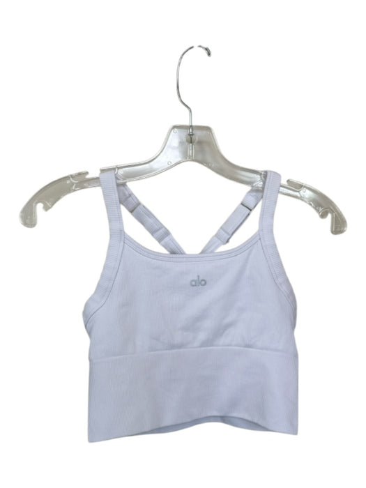 Alo Size Est S White Built in bra Ribbed Cropped Athletic Top White / Est S