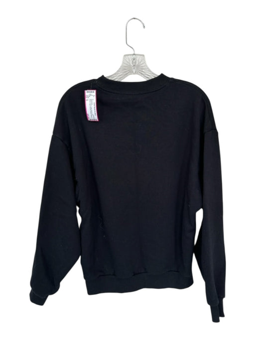 Alo Size S Black & Silver Cotton Blend Long Sleeve Logo Oversize Sweatshirt Black & Silver / S