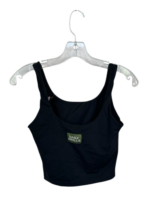 Daily Drills Size S Black Nylon Blend Built in bra Cropped Athletic Top Black / S