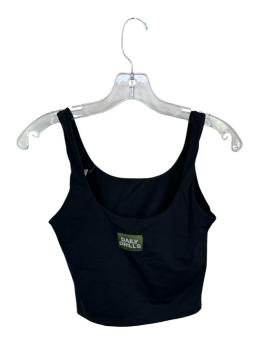 Daily Drills Size S Black Nylon Blend Built in bra Cropped Athletic Top Black / S