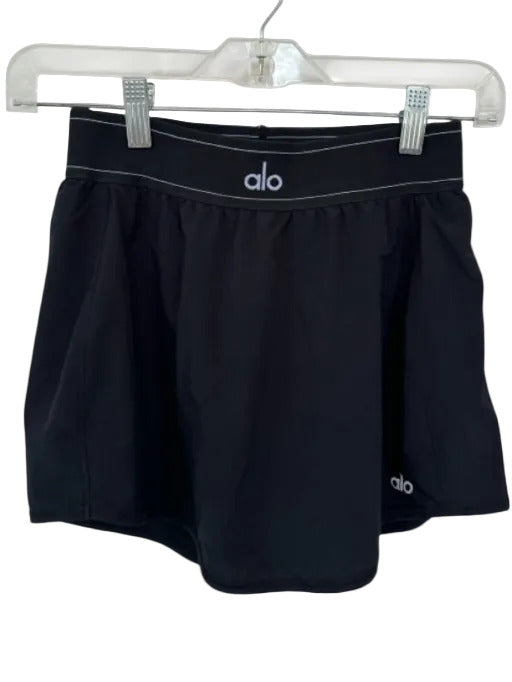 Alo Size XS Black & White Polyester Blend Waist Band Mini Athletic Skort Black & White / XS