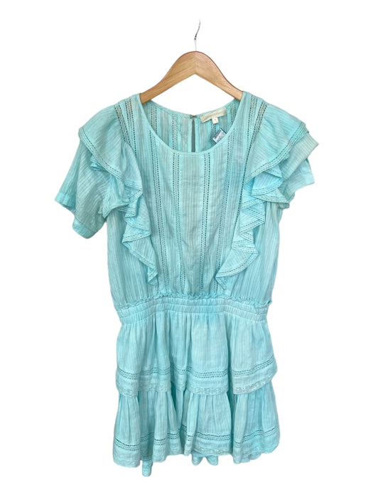 Loveshackfancy Size M Aqua Cotton Flutter Sleeves Lace Detail Dress Aqua / M