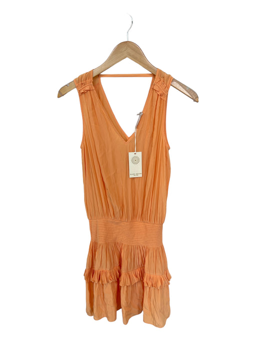 Ramy Brook Size S Orange Polyester Sleeveless Elastic Waist Ruffles Dress Orange / S