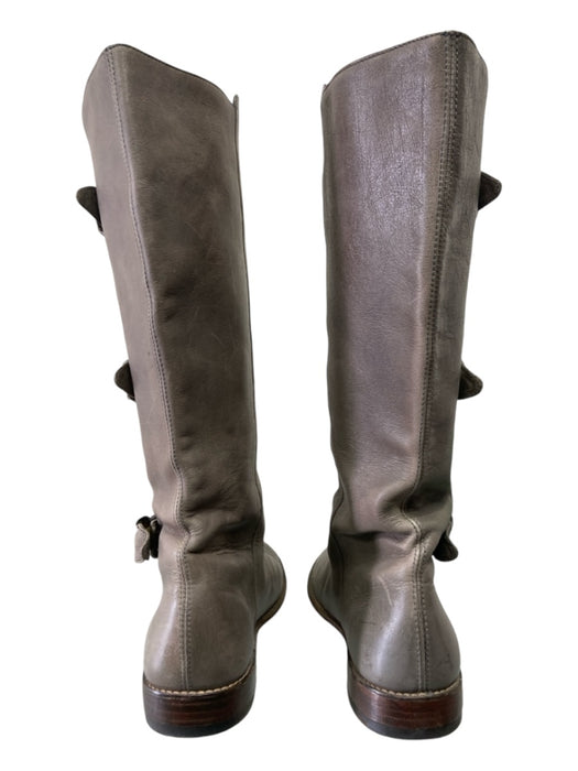 Frye Shoe Size 10 Gray Leather Buckles Flat Knee High Boots Gray / 10