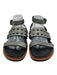 Coach Shoe Size 11 Silver, Black, Brown Leather Toe Strap Studded Flat Sandals Silver, Black, Brown / 11