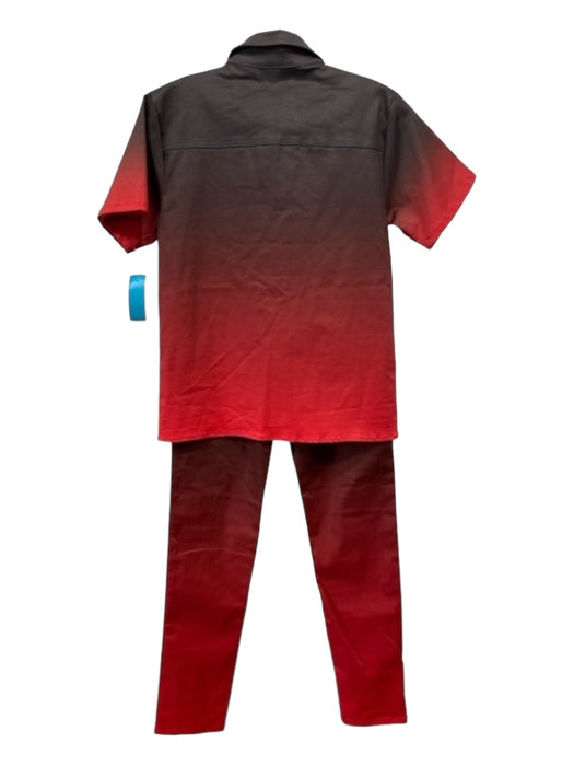 Shane Justin Size XS Red & Black Cotton Ombre Collared Button Up Slim Pant Set Red & Black / XS