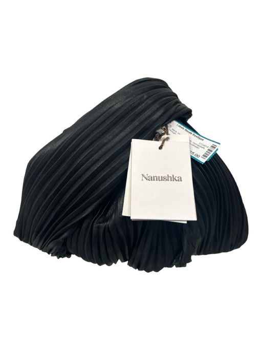 Nanushka Black Vegan Leather micropleats Pull Through Top Handle Bag Black / S