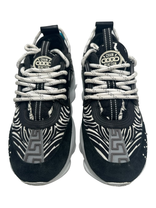 Versace Shoe Size 37.5 Black & White Synthetic & Suede Animal Print Sneakers Black & White / 37.5