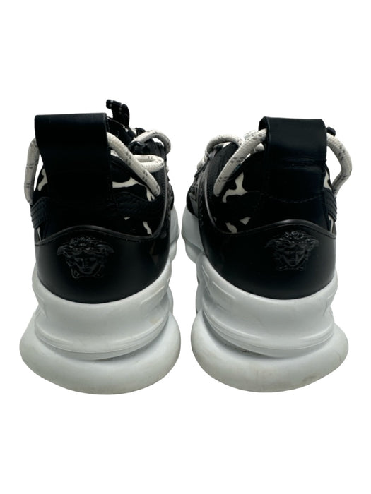 Versace Shoe Size 37.5 Black & White Synthetic & Suede Animal Print Sneakers Black & White / 37.5