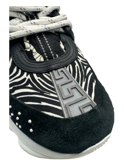 Versace Shoe Size 37.5 Black & White Synthetic & Suede Animal Print Sneakers Black & White / 37.5