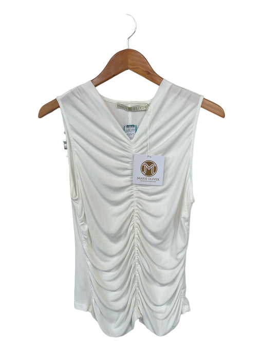 Marie Oliver Size M White Modal Sleeveless Gathered Ribbed Top White / M