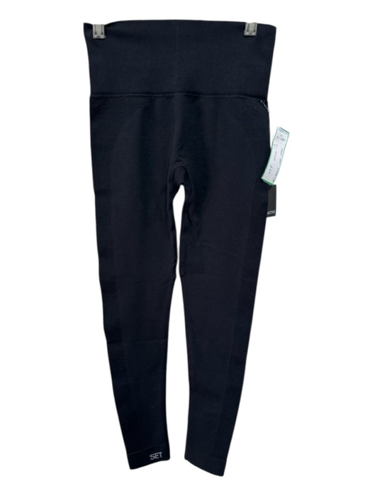 Set Active Size XS Black Nylon Blend Spaghetti Strap Ribbed Athletic Pant Set Black / XS