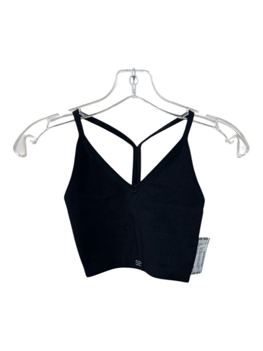 Set Active Size XS Black Nylon Blend Spaghetti Strap Ribbed Athletic Pant Set Black / XS