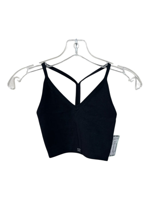 Set Active Size XS Black Nylon Blend Spaghetti Strap Ribbed Athletic Pant Set Black / XS