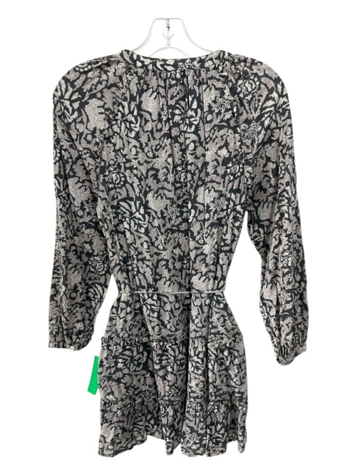 Cleobella Size S Gray & Purple Cotton Long Sleeve Floral Button Front Dress Gray & Purple / S