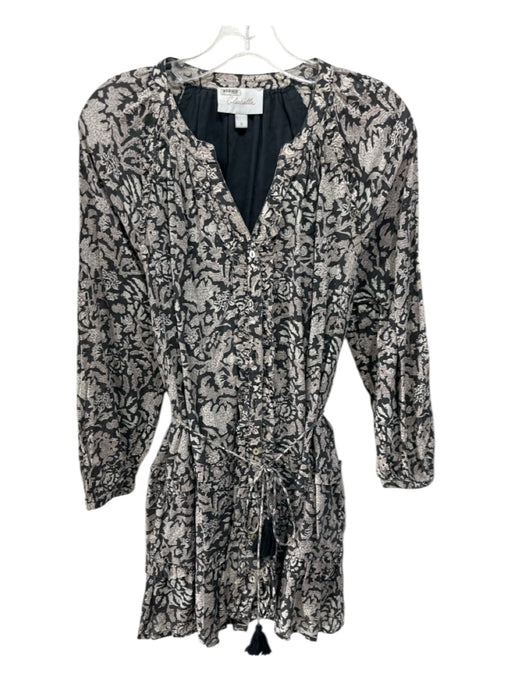 Cleobella Size S Gray & Purple Cotton Long Sleeve Floral Button Front Dress Gray & Purple / S