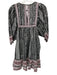 Cleobella Size S Black, Red & White Cotton Long Balloon Sleeve V Neck Dress Black, Red & White / S