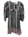 Cleobella Size S Black, Red & White Cotton Long Balloon Sleeve V Neck Dress Black, Red & White / S